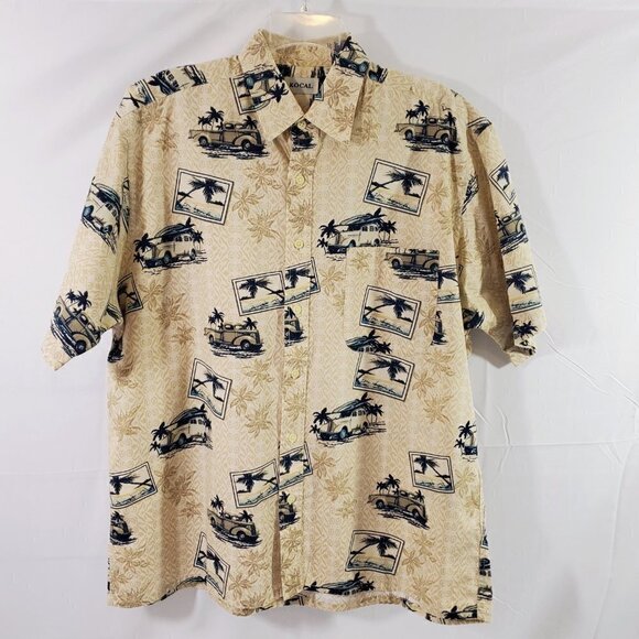 Kocal Men’s Island Hawaiian VTG Cars Print Button Down Cotton Shirt – Size Large - Picture 7 of 13